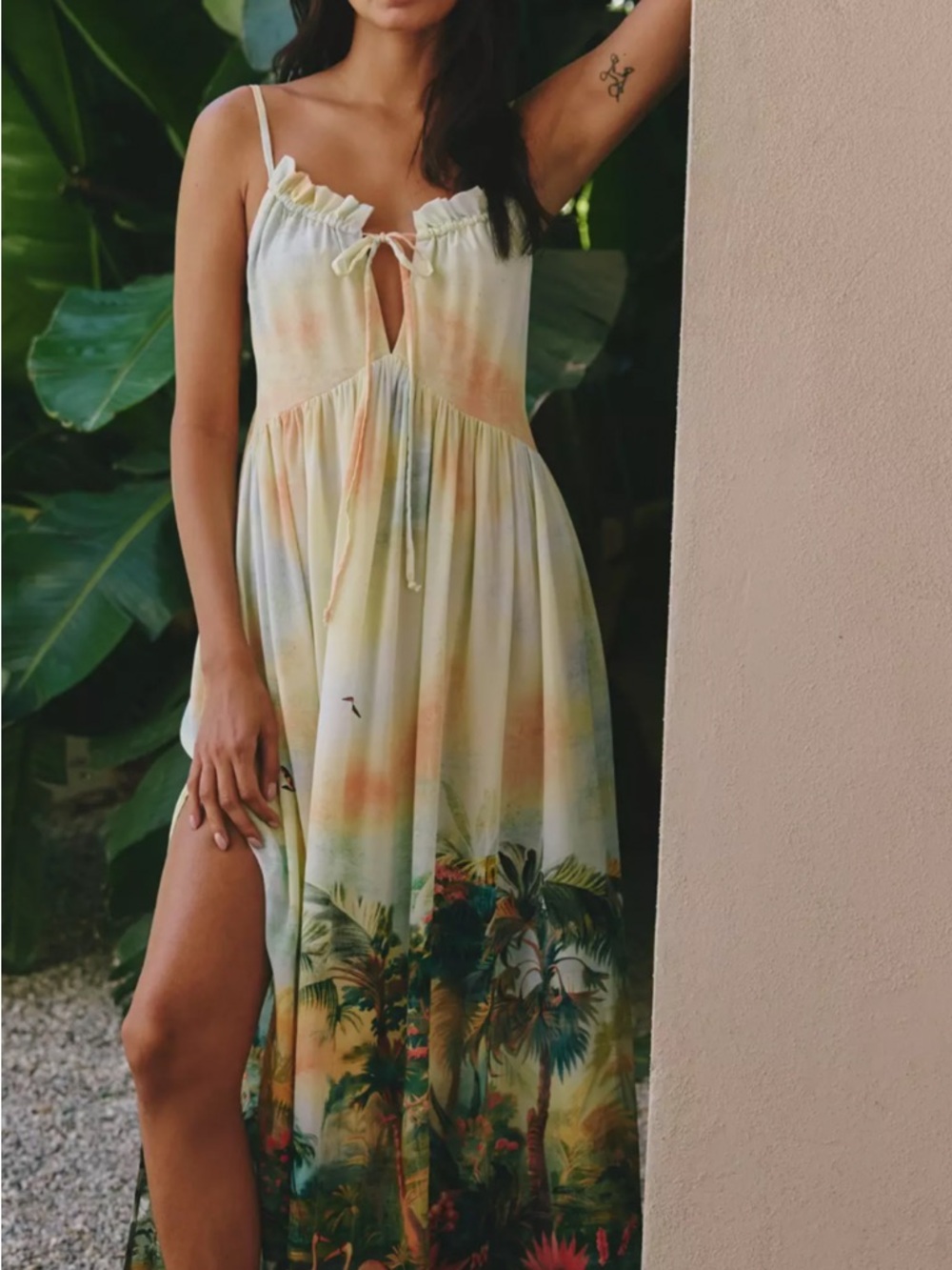 Anthropologie NWT - Pastel Tropical Print Backless Maxi Dress - Size M